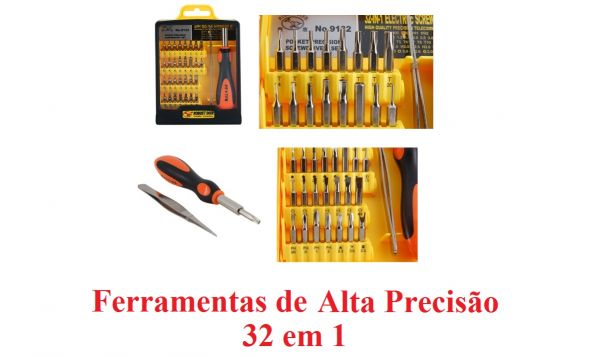 Conjunto de Chave de Fenda 32 em 1 de Alta Precisão